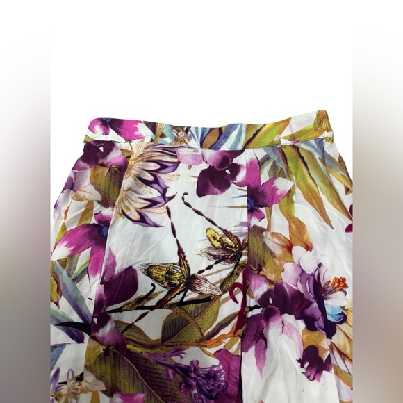 Walker & Wade Tropicana Fuchsia Floral Maxi Hi Lo Skirt Pull On Resort Wear XS - Picture 3 of 7